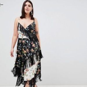 NWT ASOS Fringe Cami MIDI Dress in Mixed Floral
